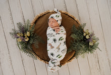 Load image into Gallery viewer, Baby Stretchy Swaddle &amp; Beanie | Safari

