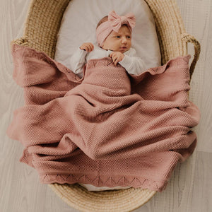 Heirloom Knit Blanket | Rose Pink