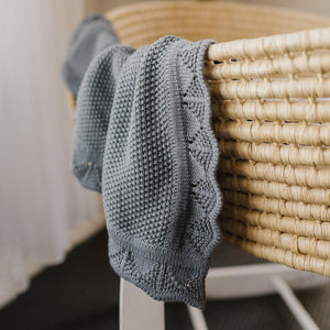 Heirloom Knit Blanket | Stormy Grey