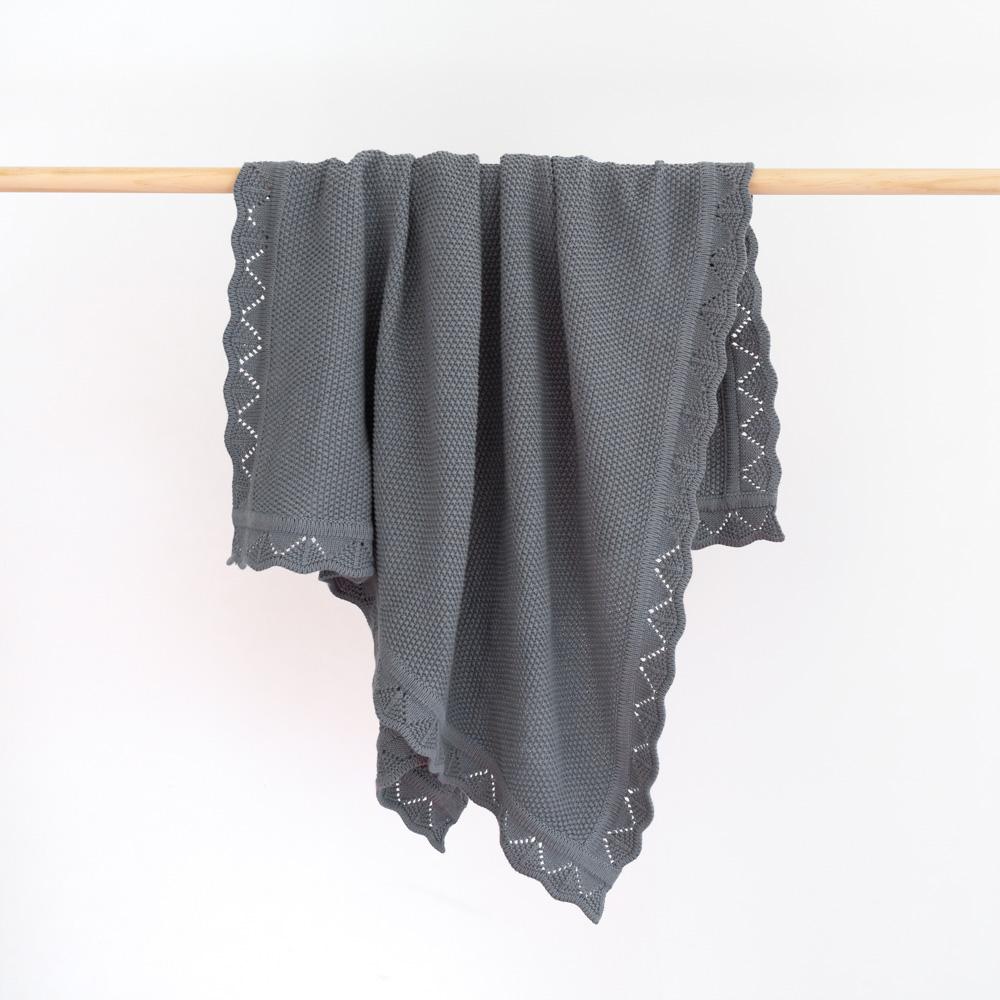 Heirloom Knit Blanket | Stormy Grey